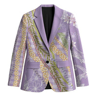 Purple Palaka Hawaii Leis Blazer Hawaiian-plaid Elegant Tropical Vibes LT14 Unisex Purple - Polynesian Pride