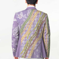 Purple Palaka Hawaii Leis Blazer Hawaiian-plaid Elegant Tropical Vibes LT14 - Polynesian Pride