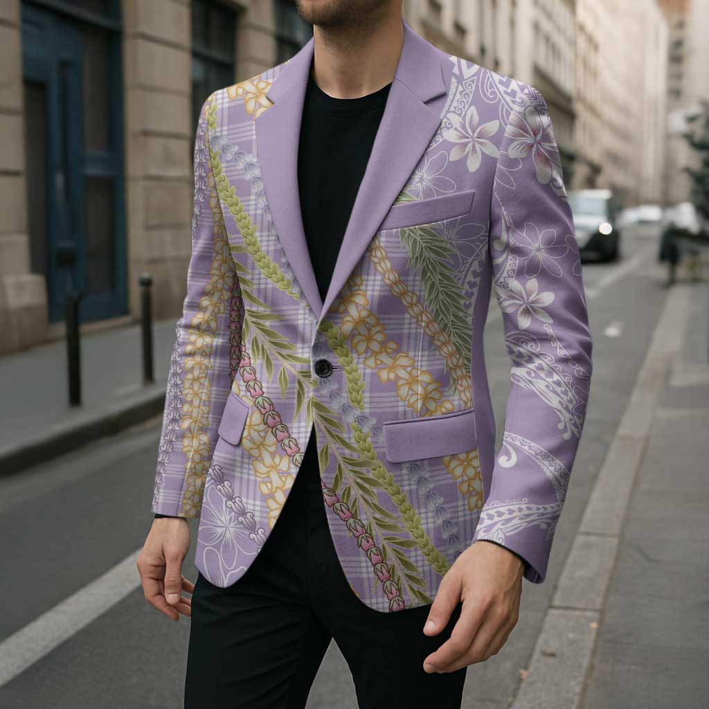 Purple Palaka Hawaii Leis Blazer Hawaiian-plaid Elegant Tropical Vibes LT14 - Polynesian Pride