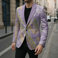 Purple Palaka Hawaii Leis Blazer Hawaiian-plaid Elegant Tropical Vibes LT14 - Polynesian Pride