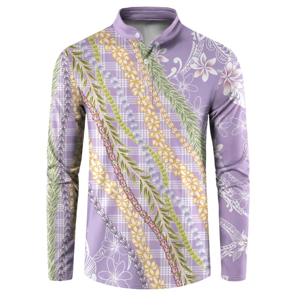 Purple Palaka Hawaii Leis Button Sweatshirt Hawaiian-plaid Elegant Tropical Vibes LT14 Purple - Polynesian Pride