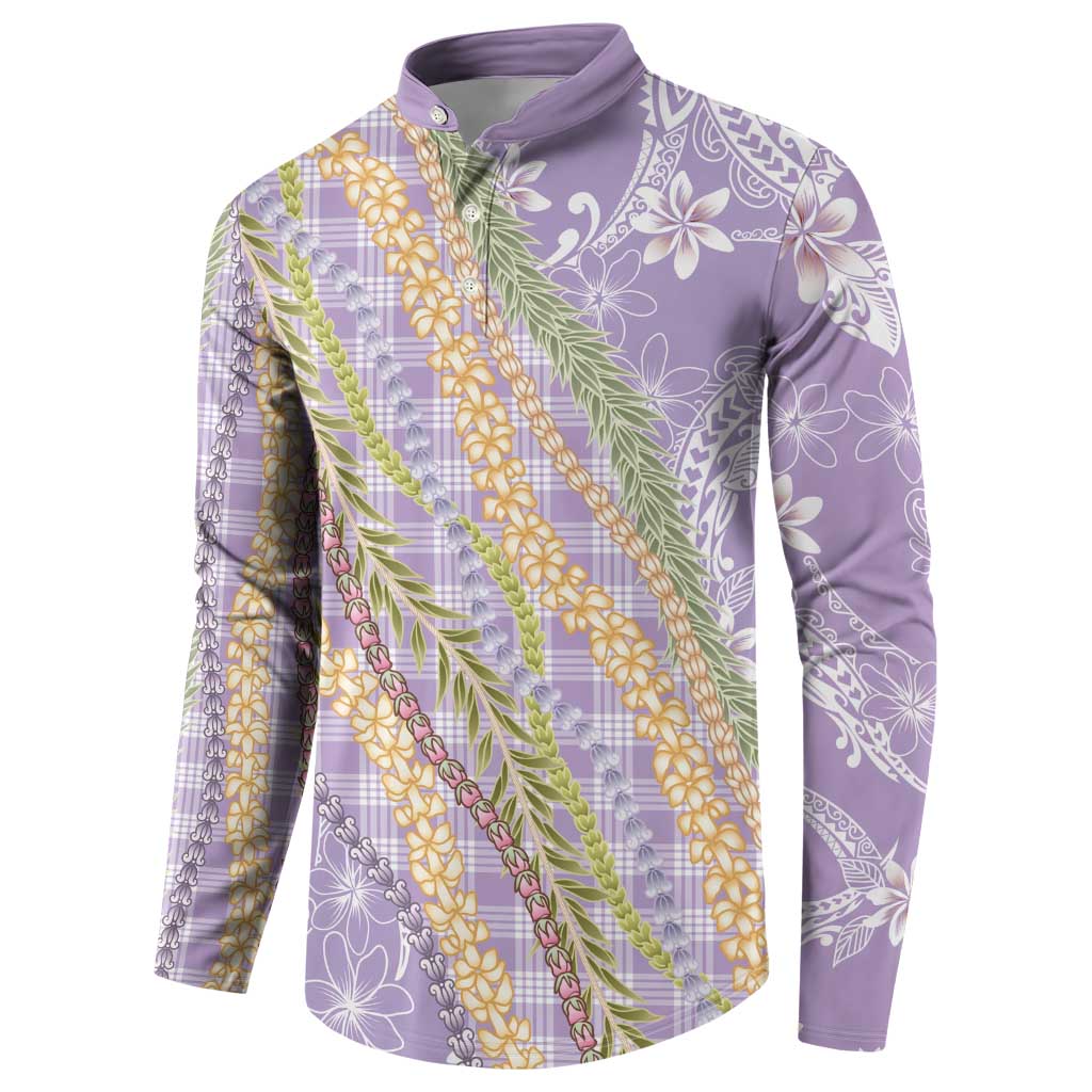 Purple Palaka Hawaii Leis Button Sweatshirt Hawaiian-plaid Elegant Tropical Vibes LT14 - Polynesian Pride
