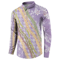 Purple Palaka Hawaii Leis Button Sweatshirt Hawaiian-plaid Elegant Tropical Vibes LT14 - Polynesian Pride