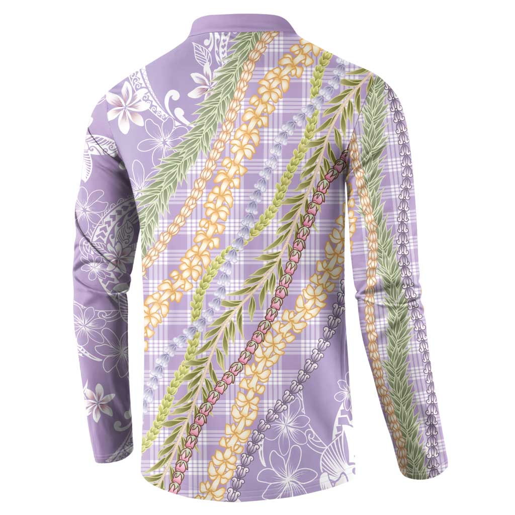 Purple Palaka Hawaii Leis Button Sweatshirt Hawaiian-plaid Elegant Tropical Vibes LT14 - Polynesian Pride