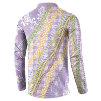 Purple Palaka Hawaii Leis Button Sweatshirt Hawaiian-plaid Elegant Tropical Vibes LT14 - Polynesian Pride