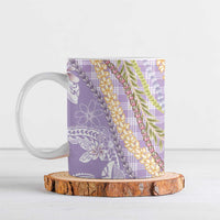 Purple Palaka Hawaii Leis Ceramic Mug Hawaiian-plaid Elegant Tropical Vibes LT14 Purple - Polynesian Pride