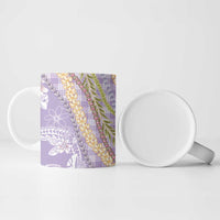 Purple Palaka Hawaii Leis Ceramic Mug Hawaiian-plaid Elegant Tropical Vibes LT14 - Polynesian Pride
