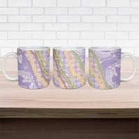 Purple Palaka Hawaii Leis Ceramic Mug Hawaiian-plaid Elegant Tropical Vibes LT14 - Polynesian Pride