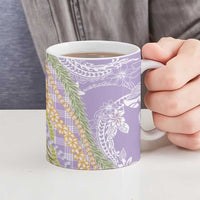 Purple Palaka Hawaii Leis Ceramic Mug Hawaiian-plaid Elegant Tropical Vibes LT14 - Polynesian Pride
