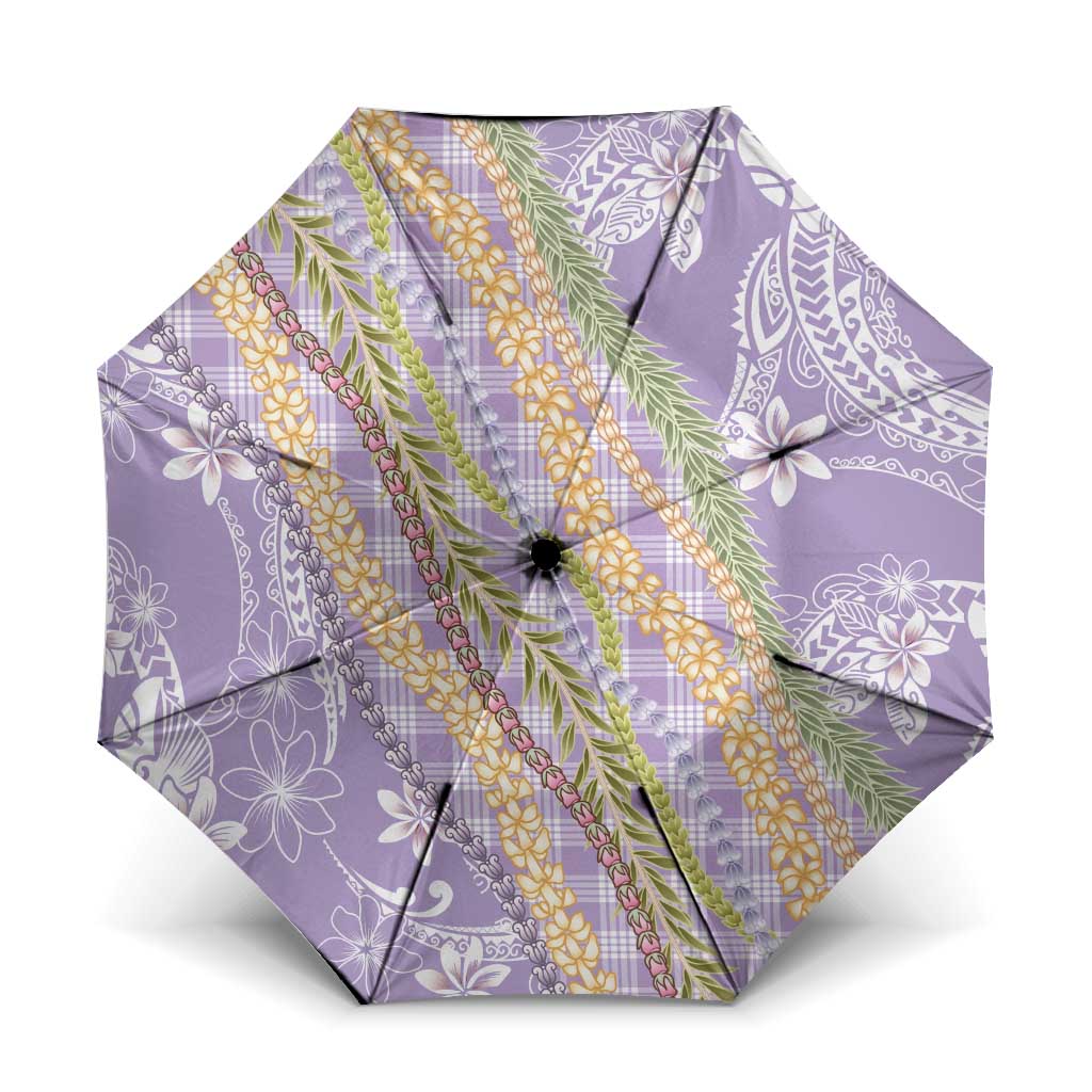 Purple Palaka Hawaii Leis Umbrella - Hawaiian Plaid Elegant Tropical Vibes LT14 One Size Folded 11.42 inch Opened Diameter 37.4 inch Purple - Polynesian Pride