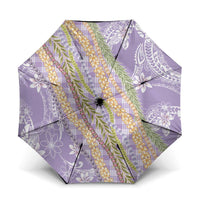 Purple Palaka Hawaii Leis Umbrella - Hawaiian Plaid Elegant Tropical Vibes LT14 One Size Folded 11.42 inch Opened Diameter 37.4 inch Purple - Polynesian Pride