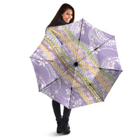 Purple Palaka Hawaii Leis Umbrella - Hawaiian Plaid Elegant Tropical Vibes LT14 - Polynesian Pride