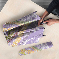 Purple Palaka Hawaii Leis Umbrella - Hawaiian Plaid Elegant Tropical Vibes LT14 - Polynesian Pride
