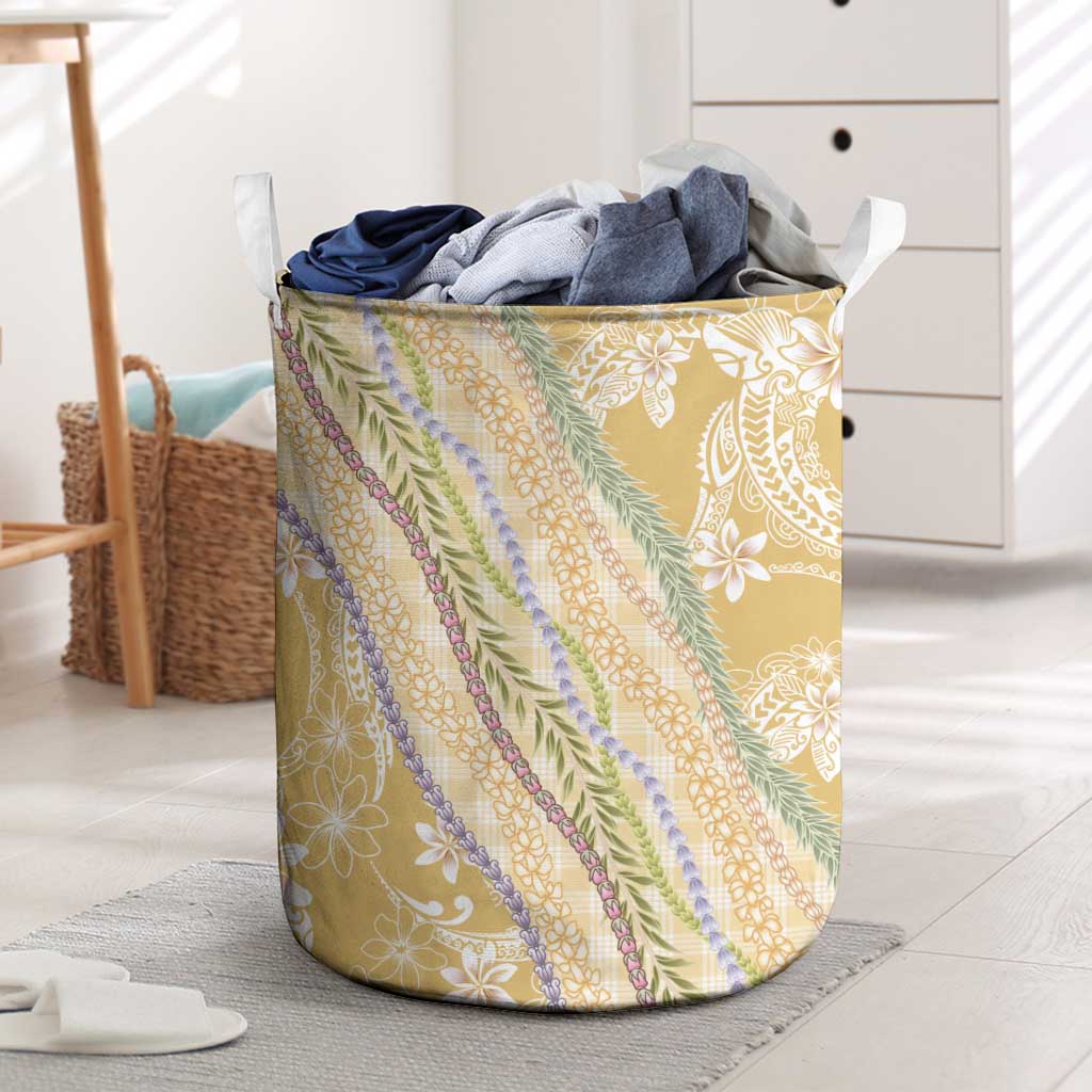 Yellow Palaka Hawaii Leis Laundry Basket Hawaiian-plaid Elegant Tropical Vibes LT14 Yellow - Polynesian Pride