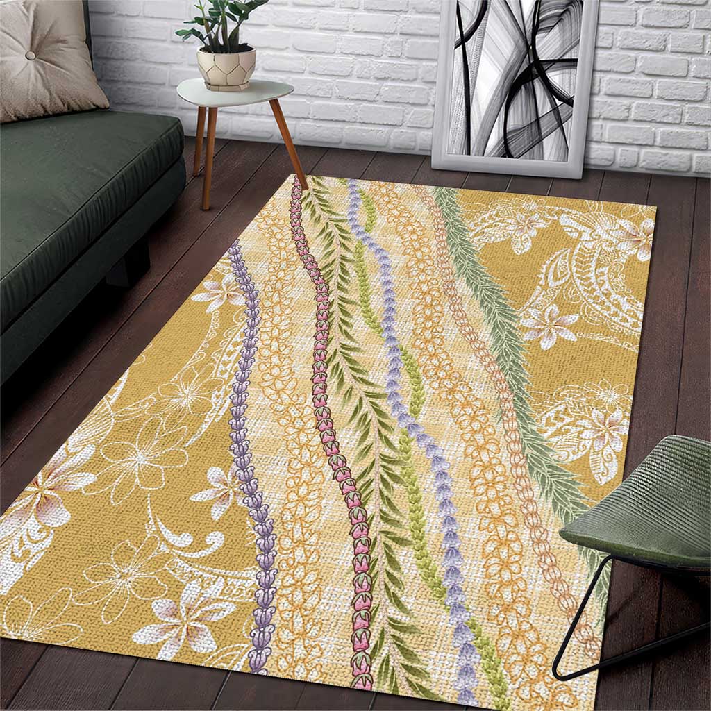 Yellow Palaka Hawaii Leis Area Rug Hawaiian-plaid Elegant Tropical Vibes LT14 Yellow - Polynesian Pride