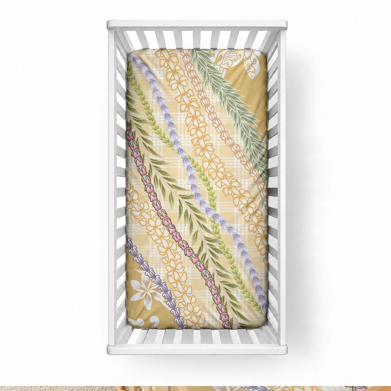 Yellow Palaka Hawaii Leis Baby Bed Cover Hawaiian-plaid Elegant Tropical Vibes