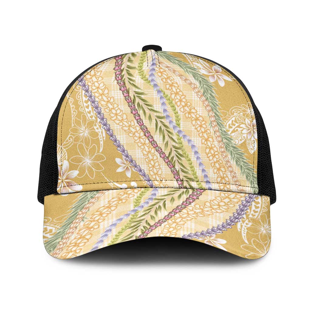 Yellow Palaka Hawaii Leis Baseball Net Cap Hawaiian-plaid Elegant Tropical Vibes LT14 One Size Black Yellow - Polynesian Pride