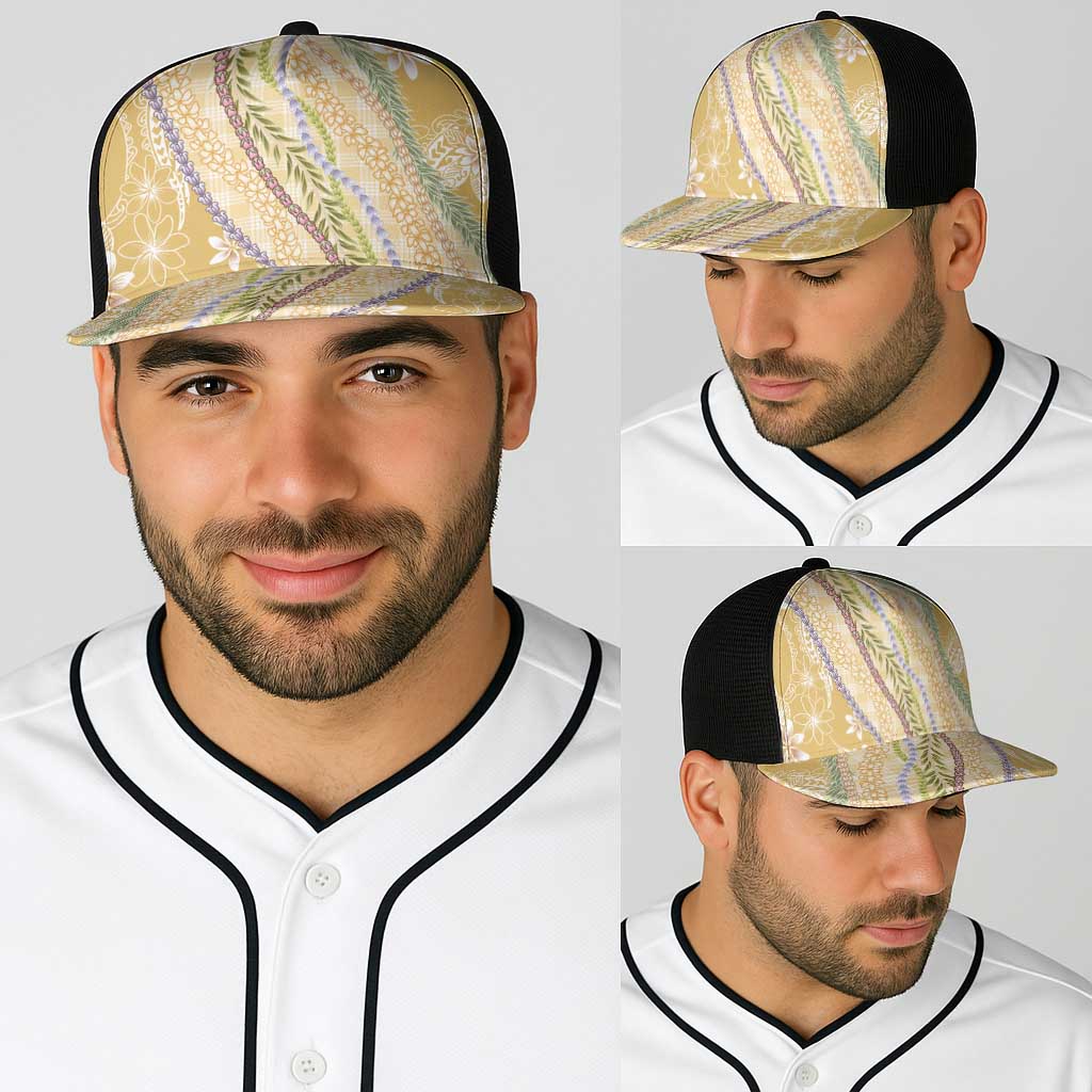 Yellow Palaka Hawaii Leis Baseball Net Cap Hawaiian-plaid Elegant Tropical Vibes LT14 - Polynesian Pride