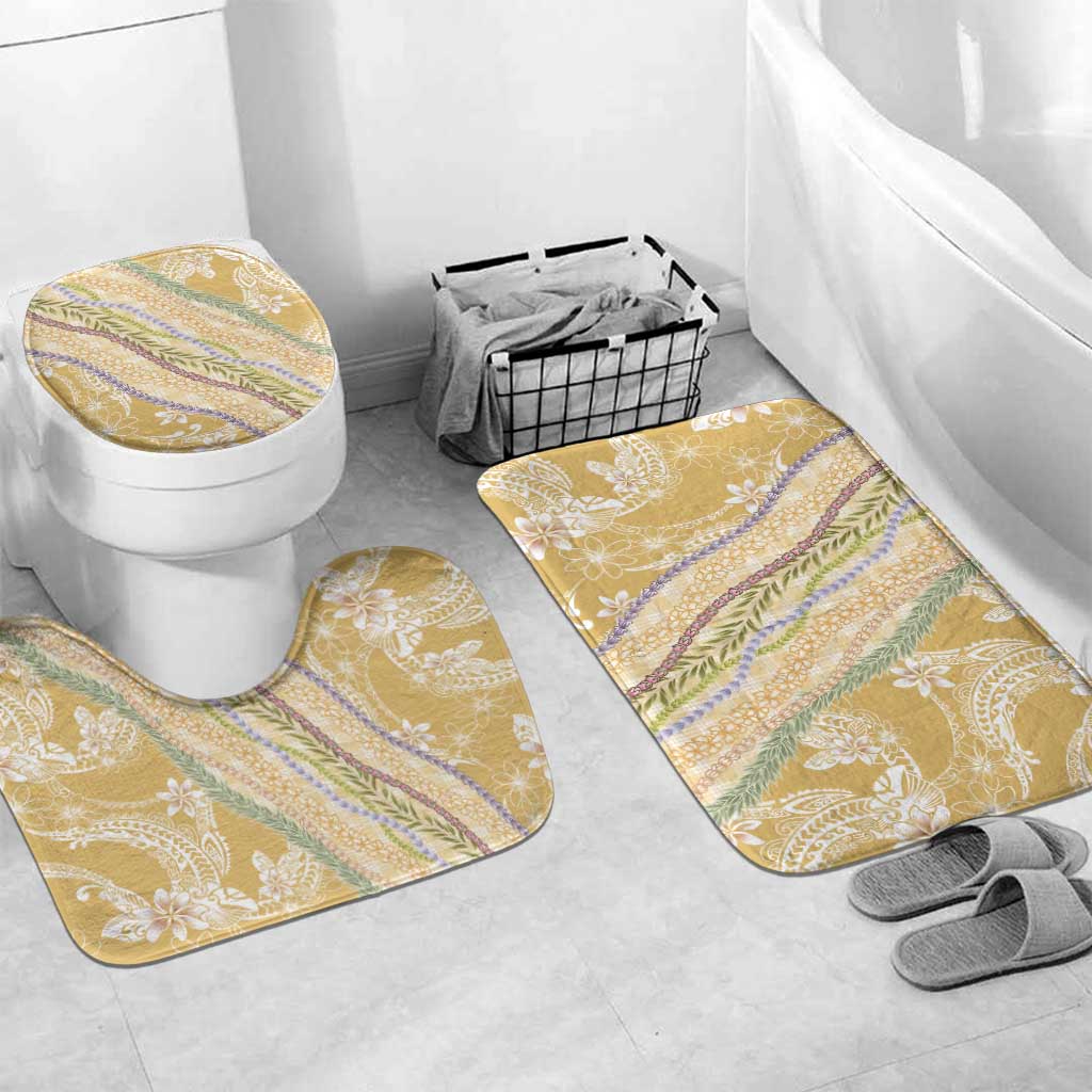 Yellow Palaka Hawaii Leis Bathroom Set Hawaiian-plaid Elegant Tropical Vibes LT14 Mat Set Only (3 pcs) One Size Yellow - Polynesian Pride