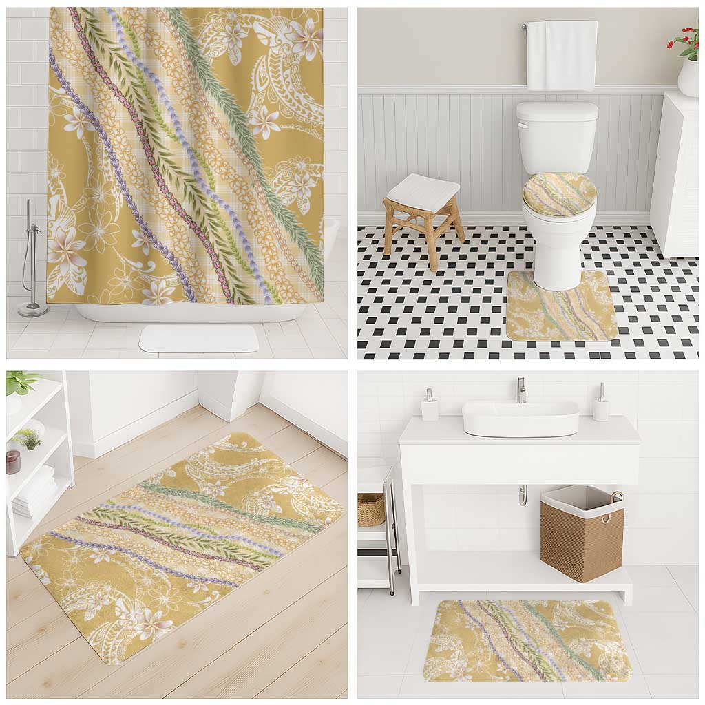 Yellow Palaka Hawaii Leis Bathroom Set Hawaiian-plaid Elegant Tropical Vibes LT14 - Polynesian Pride