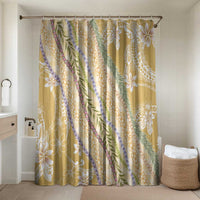 Yellow Palaka Hawaii Leis Bathroom Set Hawaiian-plaid Elegant Tropical Vibes LT14 Shower Curtain Only Yellow - Polynesian Pride