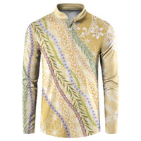 Yellow Palaka Hawaii Leis Button Sweatshirt Hawaiian-plaid Elegant Tropical Vibes LT14 Yellow - Polynesian Pride