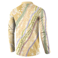 Yellow Palaka Hawaii Leis Button Sweatshirt Hawaiian-plaid Elegant Tropical Vibes LT14 - Polynesian Pride