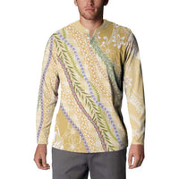 Yellow Palaka Hawaii Leis Button Sweatshirt Hawaiian-plaid Elegant Tropical Vibes LT14 - Polynesian Pride