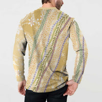 Yellow Palaka Hawaii Leis Button Sweatshirt Hawaiian-plaid Elegant Tropical Vibes LT14 - Polynesian Pride