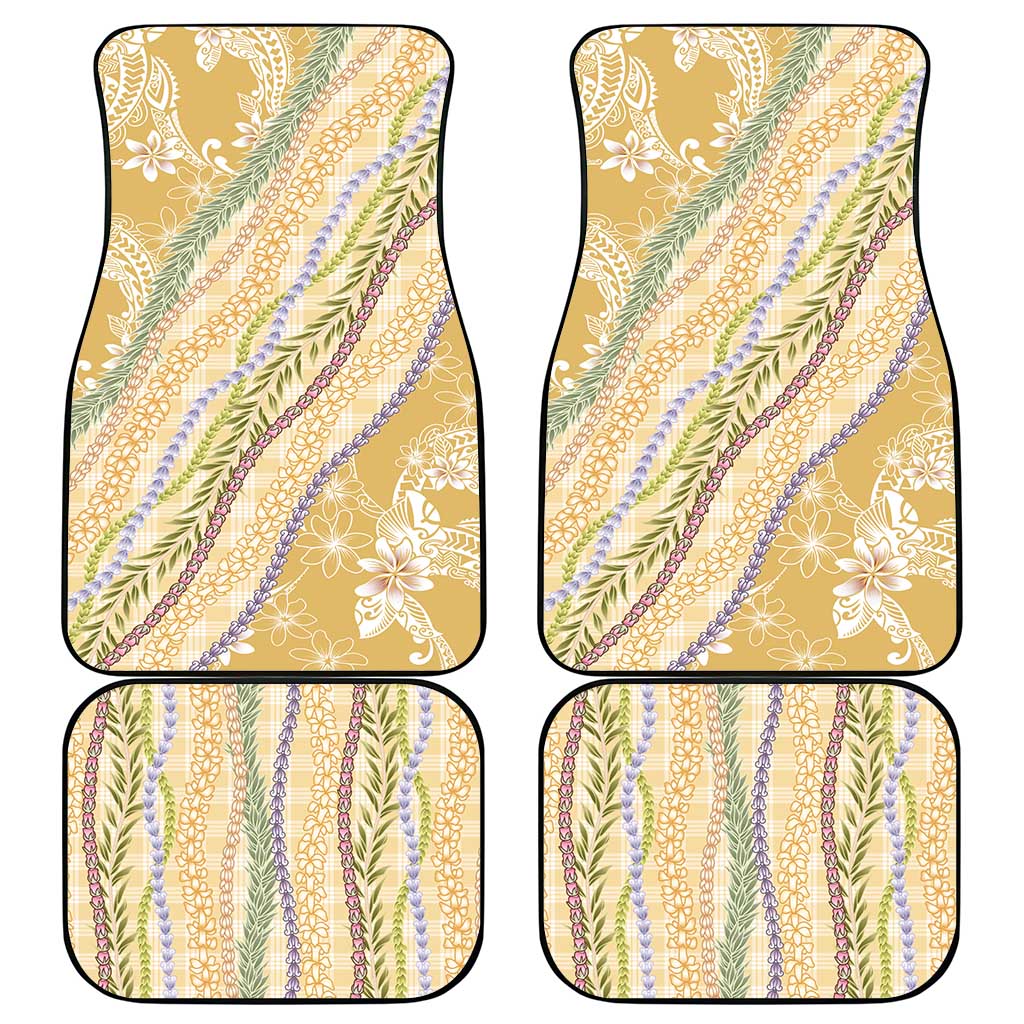 Yellow Palaka Hawaii Leis Car Mats Hawaiian-plaid Elegant Tropical Vibes LT14 - Polynesian Pride