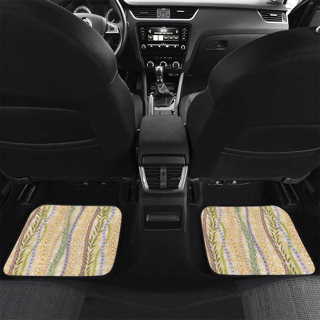 Yellow Palaka Hawaii Leis Car Mats Hawaiian-plaid Elegant Tropical Vibes LT14 Set 2pcs - Back Yellow - Polynesian Pride