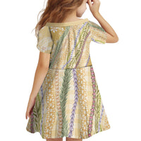 Yellow Palaka Hawaii Leis Kid Short Sleeve Dress Hawaiian-plaid Elegant Tropical Vibes LT14 - Polynesian Pride