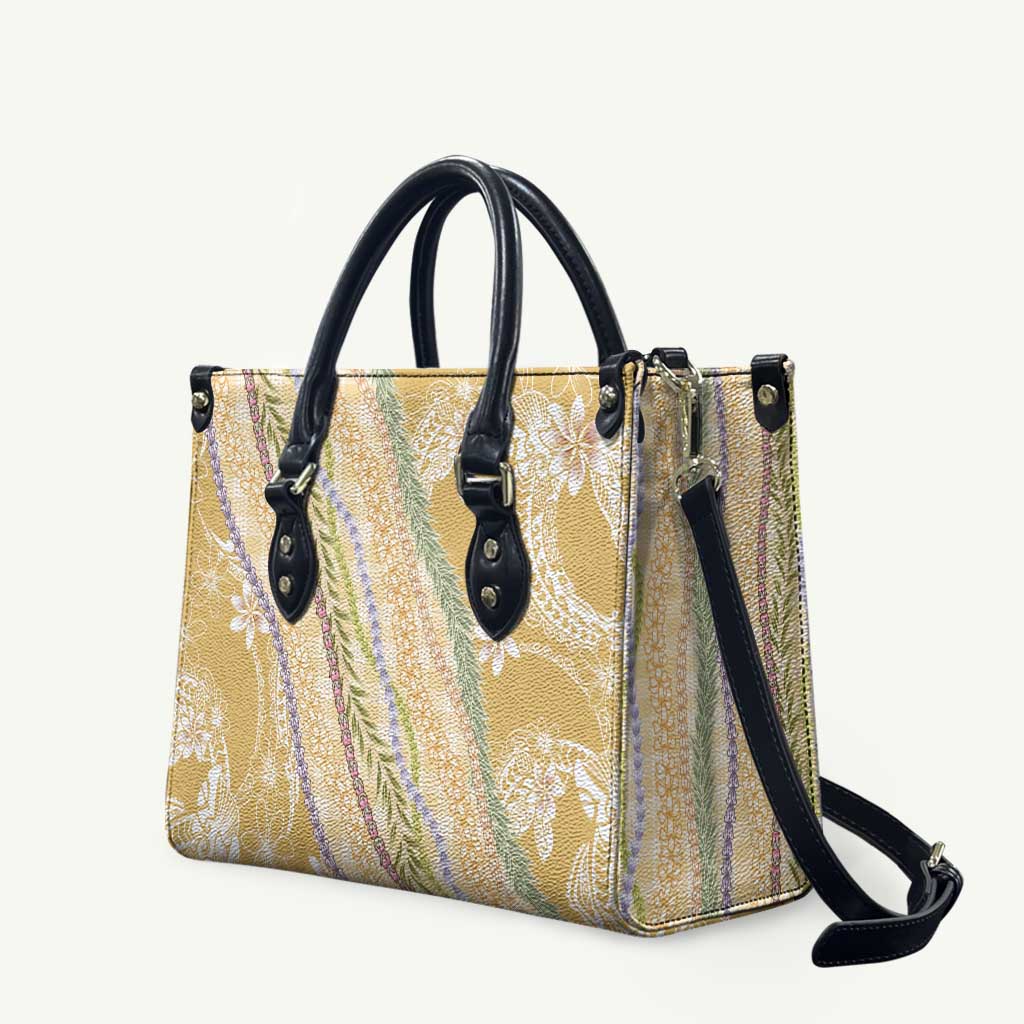Yellow Palaka Hawaii Leis Leather Bag Hawaiian-plaid Elegant Tropical Vibes LT14 Yellow - Polynesian Pride
