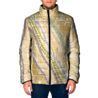 Yellow Palaka Hawaii Leis Padded Jacket Hawaiian-plaid Elegant Tropical Vibes LT14 Men Yellow - Polynesian Pride