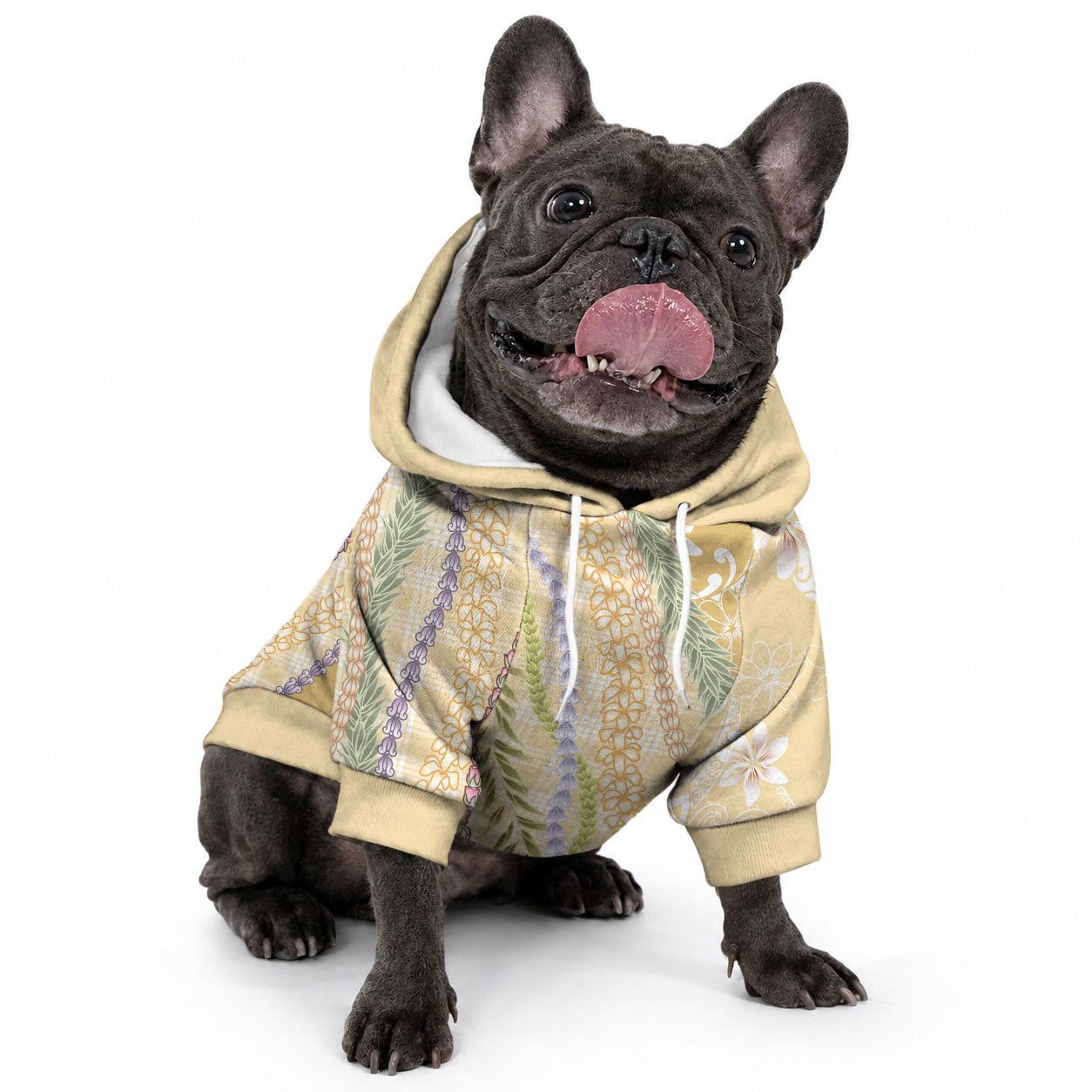 Yellow Palaka Hawaii Leis Pet Hoodie Hawaiian-plaid Elegant Tropical Vibes