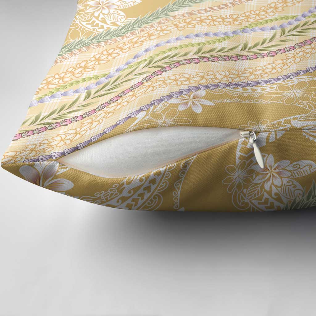 Yellow Palaka Hawaii Leis Pillow Cover Hawaiian-plaid Elegant Tropical Vibes LT14 - Polynesian Pride