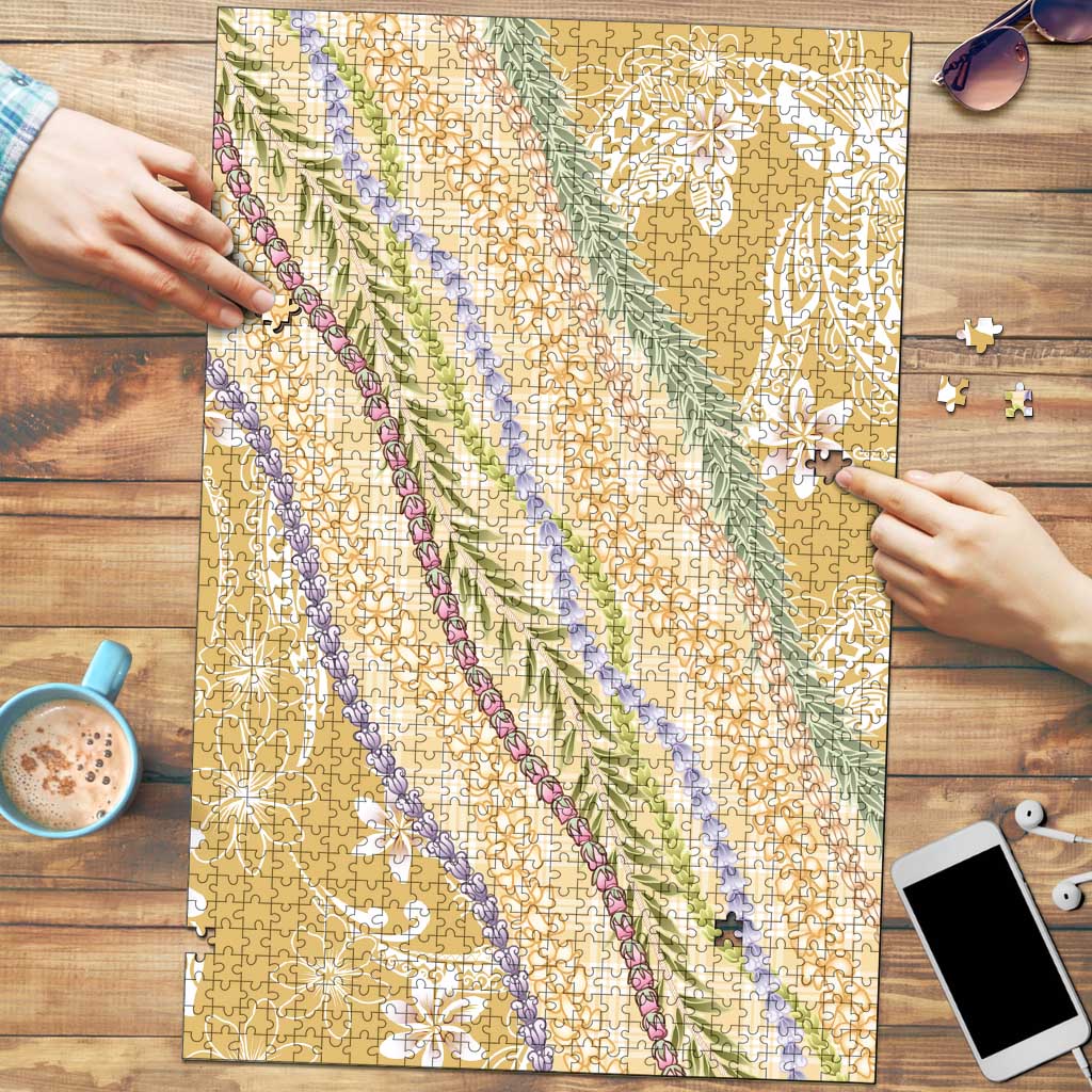 Yellow Palaka Hawaii Leis Puzzle Hawaiian-plaid Elegant Tropical Vibes LT14 Yellow - Polynesian Pride