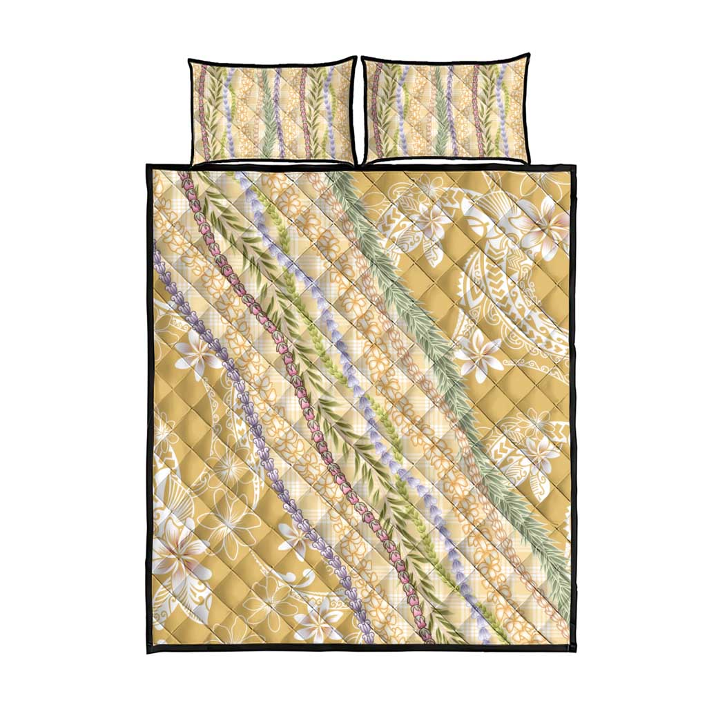 Yellow Palaka Hawaii Leis Quilt Bed Set Hawaiian-plaid Elegant Tropical Vibes LT14 - Polynesian Pride