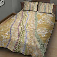 Yellow Palaka Hawaii Leis Quilt Bed Set Hawaiian-plaid Elegant Tropical Vibes LT14 - Polynesian Pride