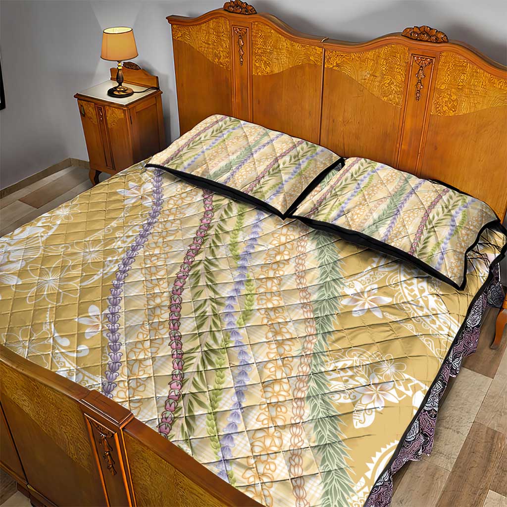 Yellow Palaka Hawaii Leis Quilt Bed Set Hawaiian-plaid Elegant Tropical Vibes LT14 - Polynesian Pride