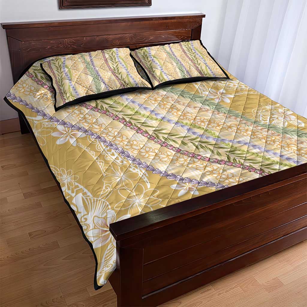 Yellow Palaka Hawaii Leis Quilt Bed Set Hawaiian-plaid Elegant Tropical Vibes LT14 - Polynesian Pride