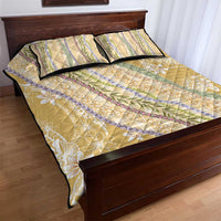 Yellow Palaka Hawaii Leis Quilt Bed Set Hawaiian-plaid Elegant Tropical Vibes LT14 - Polynesian Pride