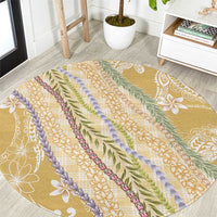 Yellow Palaka Hawaii Leis Round Carpet Hawaiian-plaid Elegant Tropical Vibes LT14 Yellow - Polynesian Pride