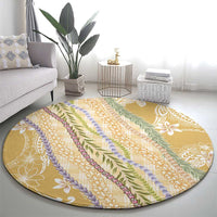 Yellow Palaka Hawaii Leis Round Carpet Hawaiian-plaid Elegant Tropical Vibes LT14 - Polynesian Pride