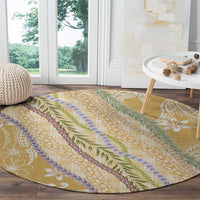 Yellow Palaka Hawaii Leis Round Carpet Hawaiian-plaid Elegant Tropical Vibes LT14 - Polynesian Pride