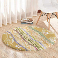 Yellow Palaka Hawaii Leis Round Carpet Hawaiian-plaid Elegant Tropical Vibes LT14 - Polynesian Pride