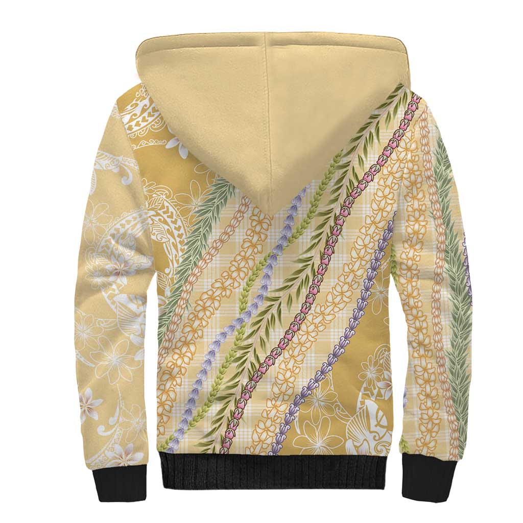 Yellow Palaka Hawaii Leis Sherpa Hoodie Hawaiian-plaid Elegant Tropical Vibes LT14 - Polynesian Pride