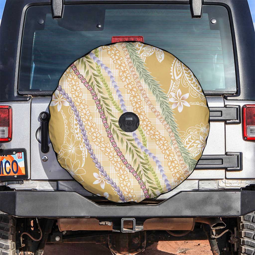 Yellow Palaka Hawaii Leis Spare Tire Cover Hawaiian-plaid Elegant Tropical Vibes LT14 Yellow - Polynesian Pride