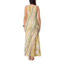 Yellow Palaka Hawaii Leis Tank Maxi Dress Hawaiian-plaid Elegant Tropical Vibes LT14 - Polynesian Pride