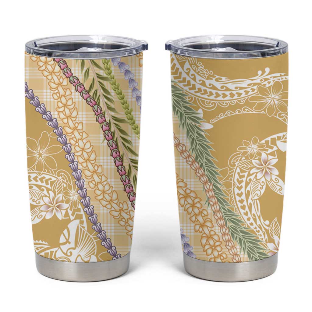 Yellow Palaka Hawaii Leis Tumbler Cup Hawaiian-plaid Elegant Tropical Vibes LT14 Yellow - Polynesian Pride